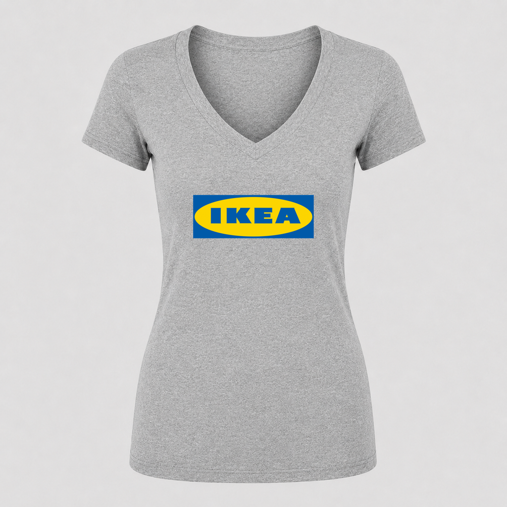 Women's IKEA V Neck T-Shirt in gray
