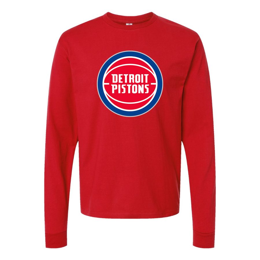 Men's Detroit Pistons Long sleeves Cotton Blend T-Shirt - Red