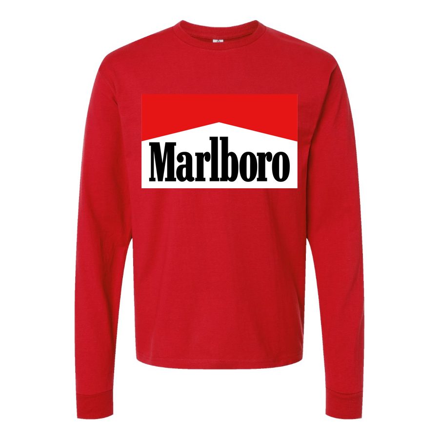 Men's Marlboro-Logo-1536x864 Long sleeves Cotton Blend T-Shirt - Red