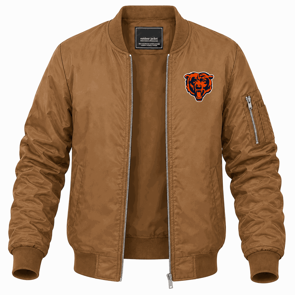 Men's Chicago Bears Lightweight Bomber Jacket - Brown