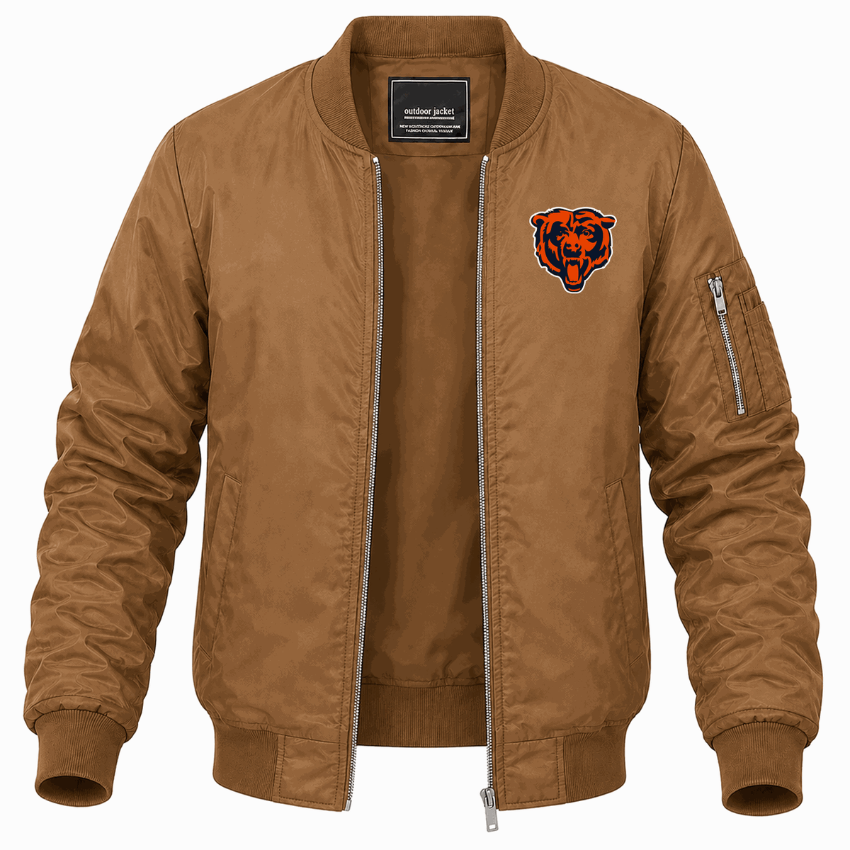 Men's Chicago Bears Lightweight Bomber Jacket - Brown