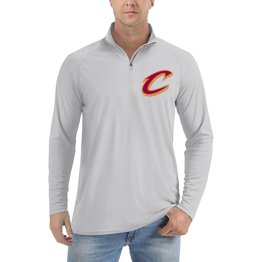Cleveland Cavaliers quarter-zip athletic shirt in Light Gray