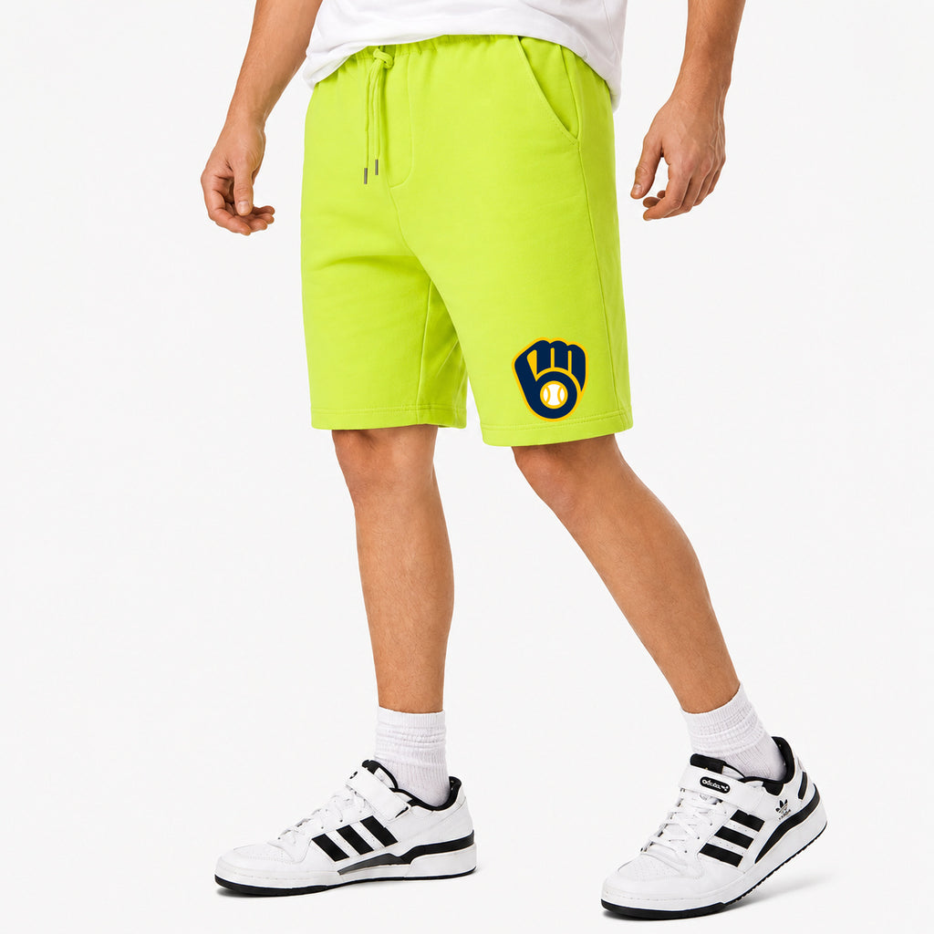 Men's Milwaukee Brewers Cotton Shorts - Lime Green