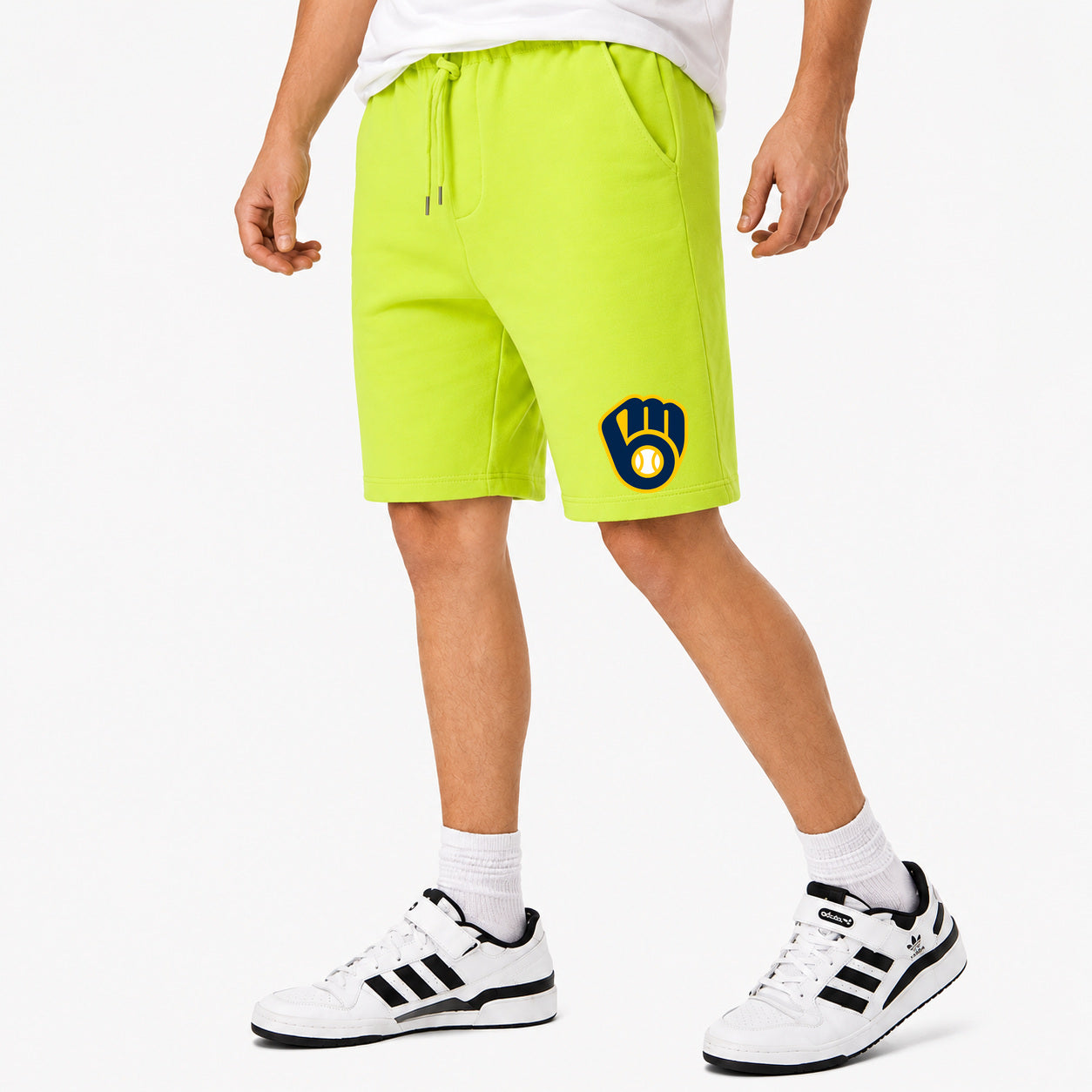 Men's Milwaukee Brewers Cotton Shorts - Lime Green