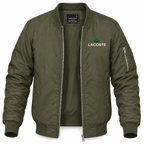 Army Green - Front View - Men's Lacoste Lightweight Bomber Jacket
