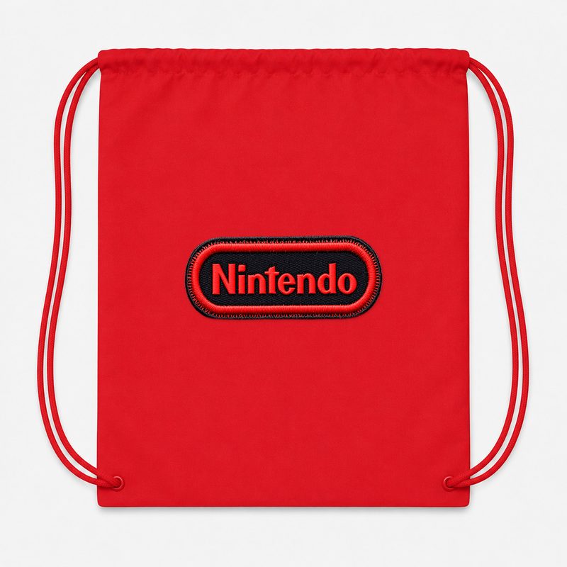 Nintendo Embroidery Drawstring Bag - Red