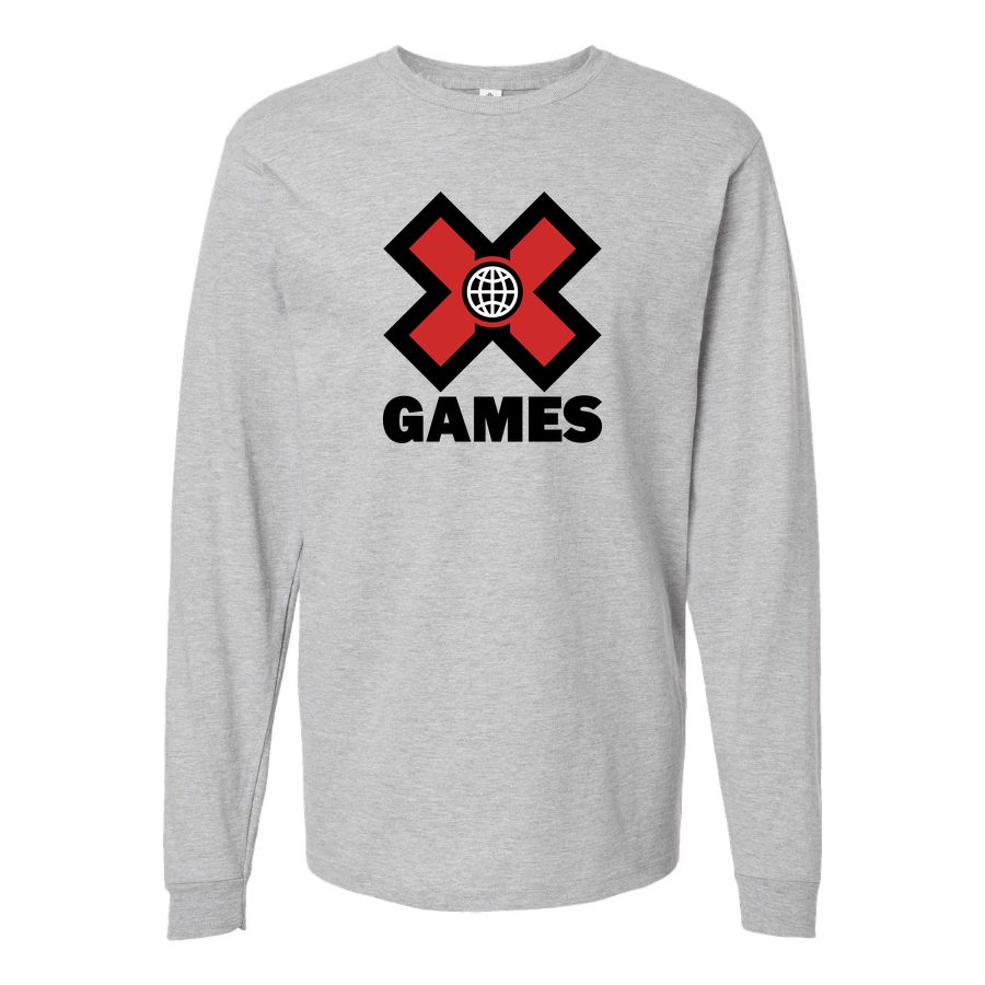 Men's X Games logo.svg Long sleeves Cotton Blend T-Shirt - Gray