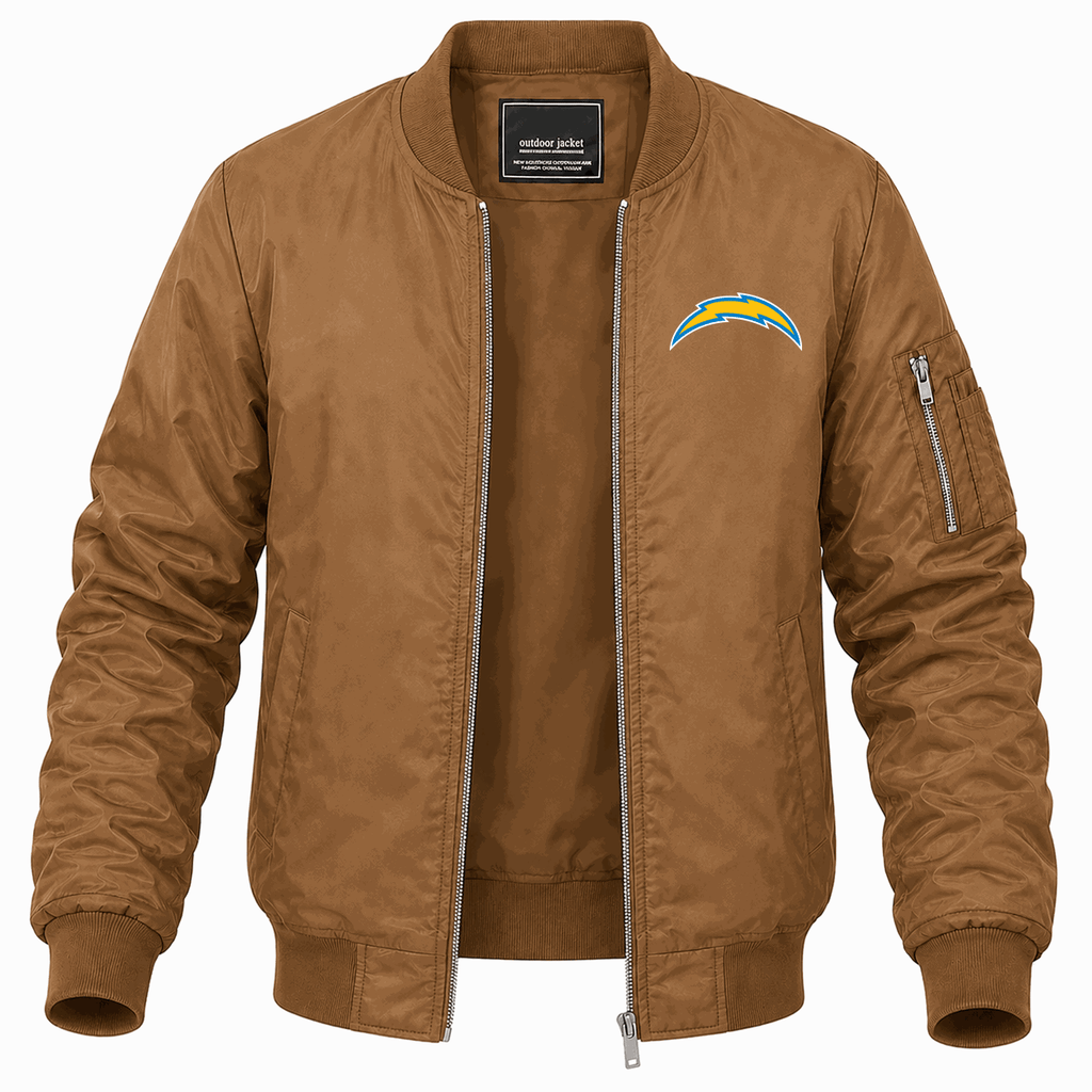 Men's Los Angeles Chargers Lightweight Bomber Jacket - Brown