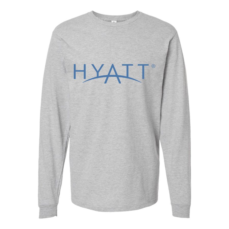 Men's Hyatt-Logo Long sleeves Cotton Blend T-Shirt - Gray