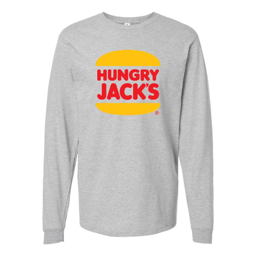 Men's Logo-Hungry-Jacks-1536x864 Long sleeves Cotton Blend T-Shirt - Gray