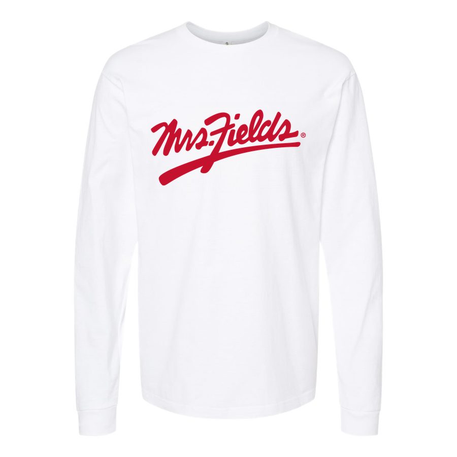 Men's Logo-Mrs.-Fields-1536x864 Long sleeves Cotton Blend T-Shirt - White
