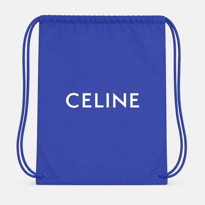Celine White Drawstring Bag - Blue