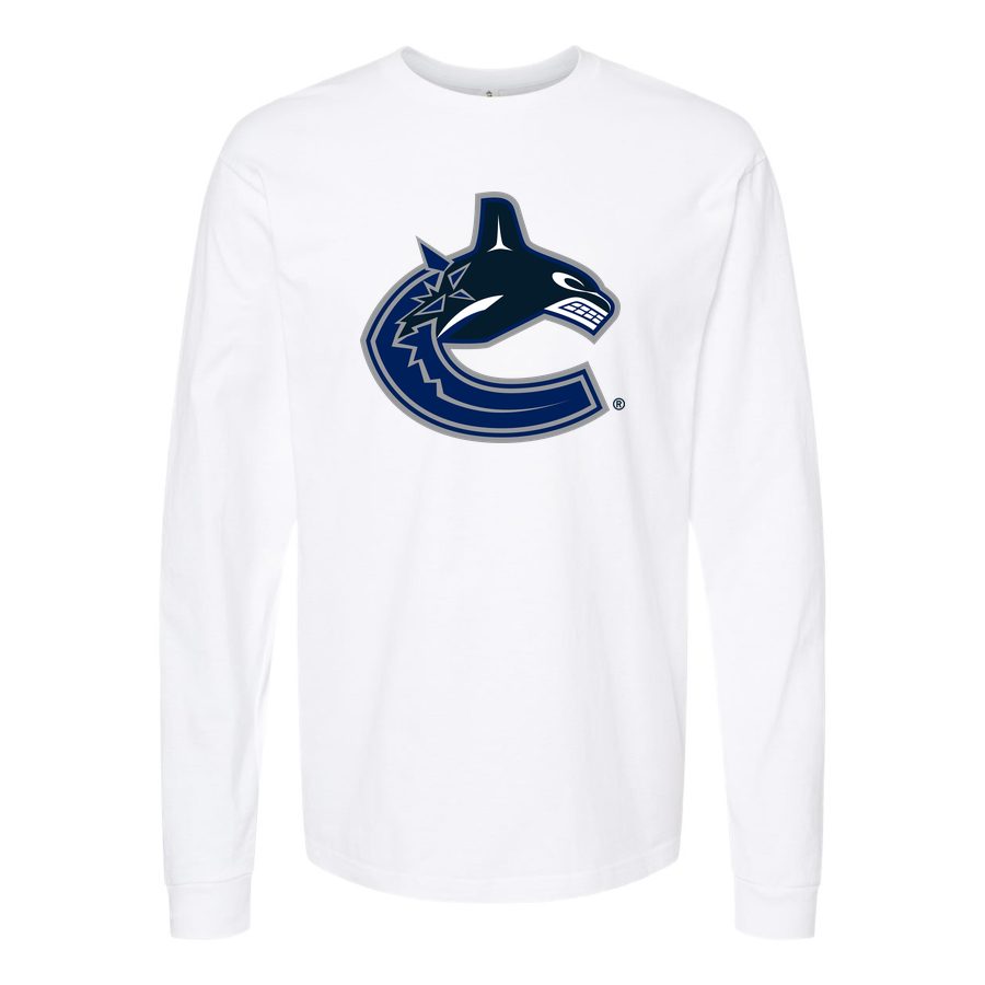 Men's Vancouver Canucks Long sleeves Cotton Blend T-Shirt - White