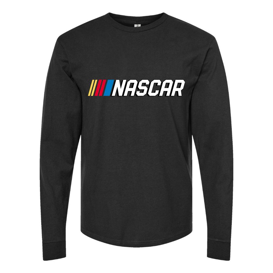 Men's nascar logo Long sleeves Cotton Blend T-Shirt - Black