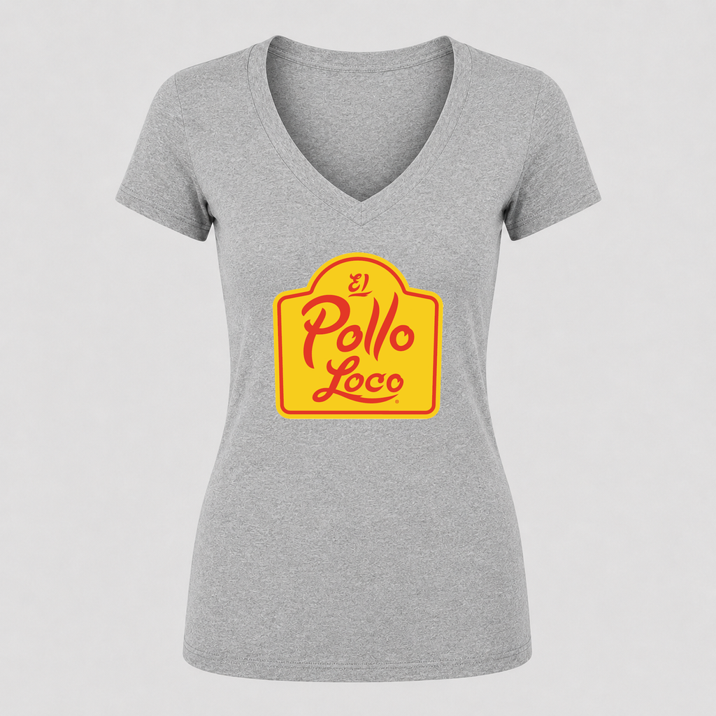 Women's El Pollo Loco V Neck T-Shirt in gray