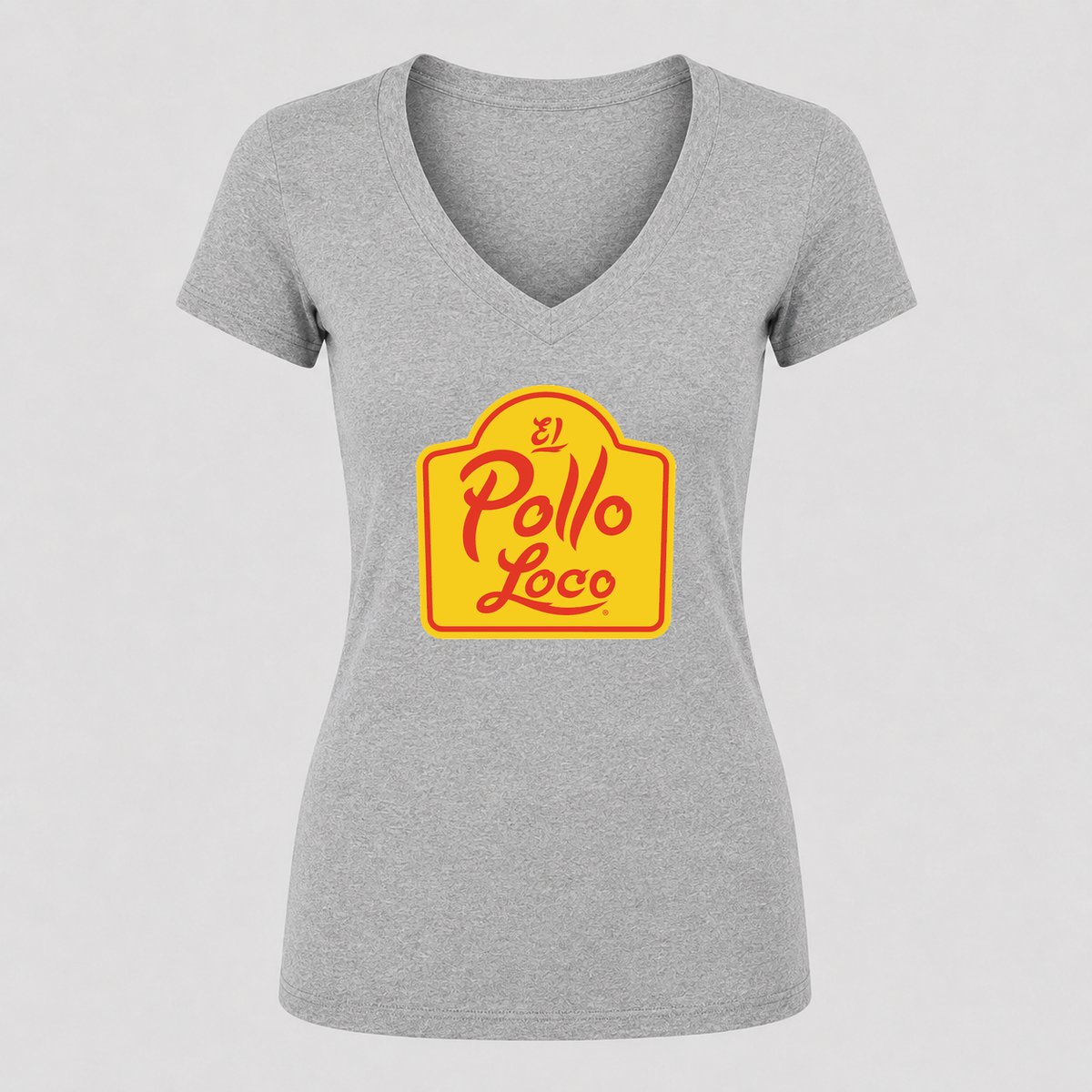 Women's El Pollo Loco V Neck T-Shirt in gray