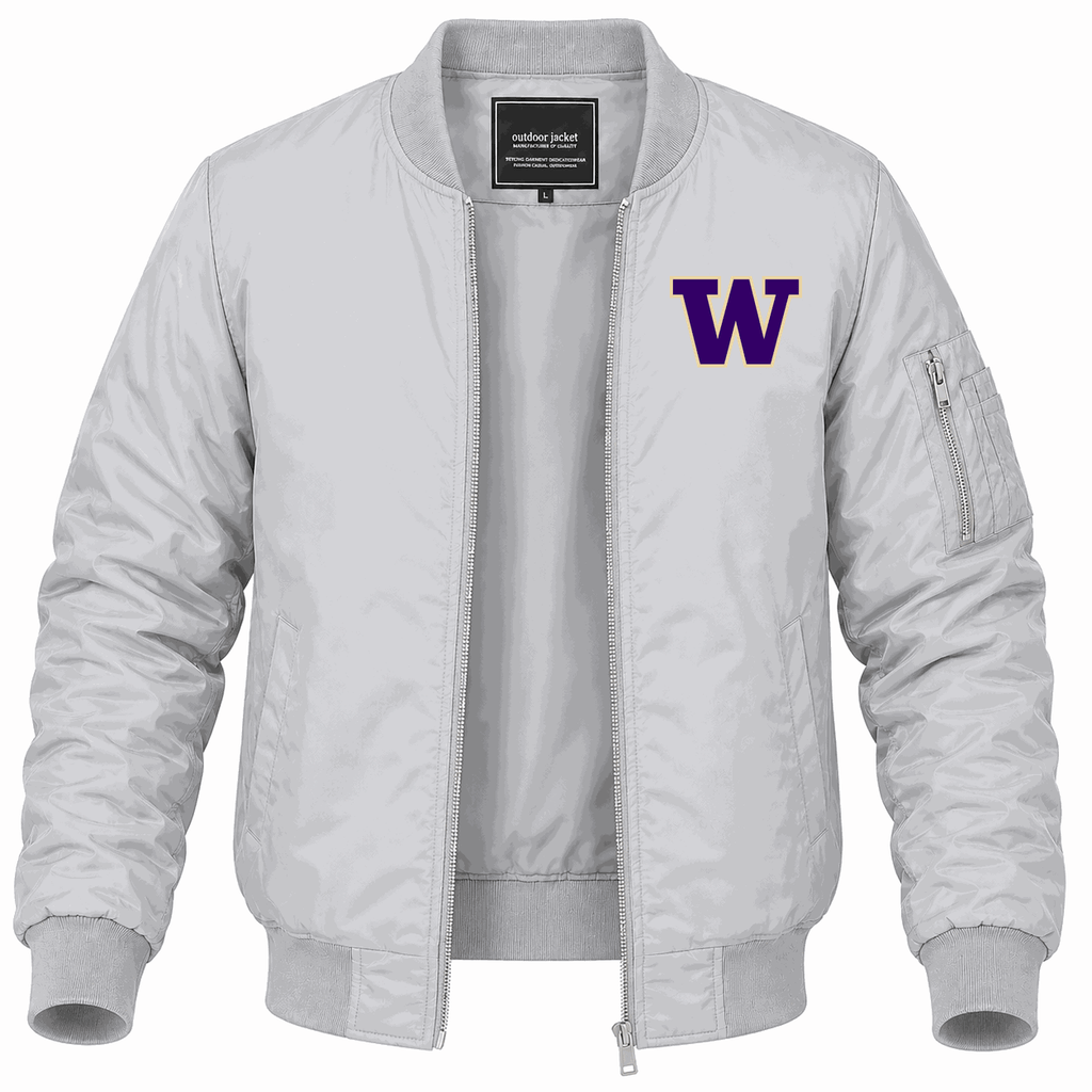 Men's Washington Huskies Logo Lightweight Bomber Jacket - Gray