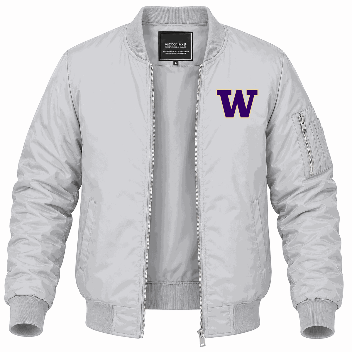 Men's Washington Huskies Logo Lightweight Bomber Jacket - Gray