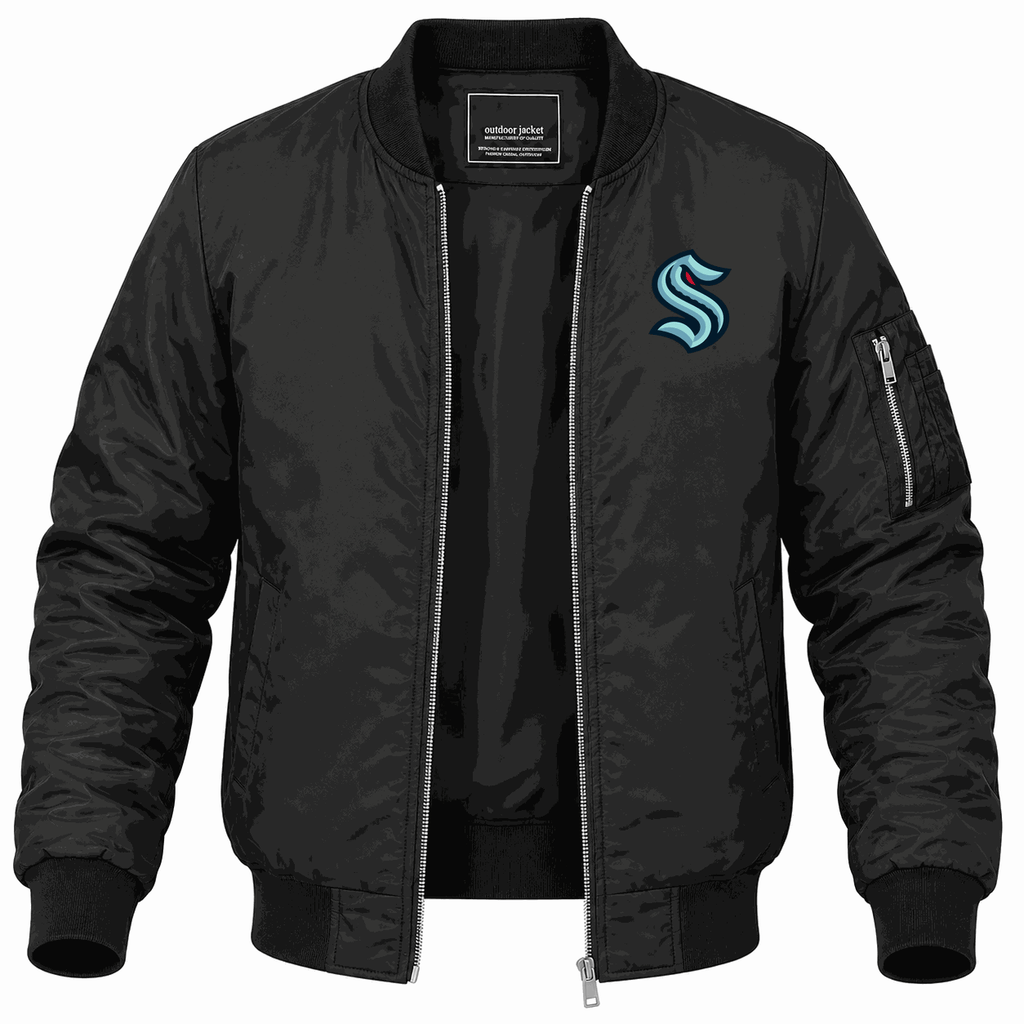 Men's Seattle Kraken Lightweight Bomber Jacket - Black