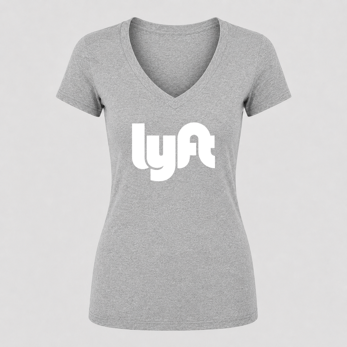 Women's Lyft White Design V Neck T-Shirt in gray