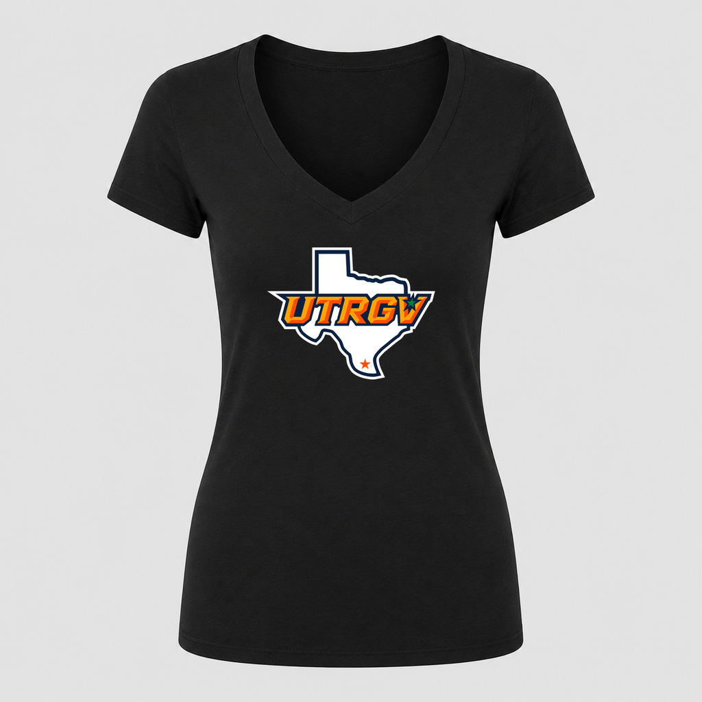 Women's UTRGV Vaqueros V Neck T-Shirt in black