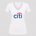 Women's Citi Bank V Neck T-Shirt in white