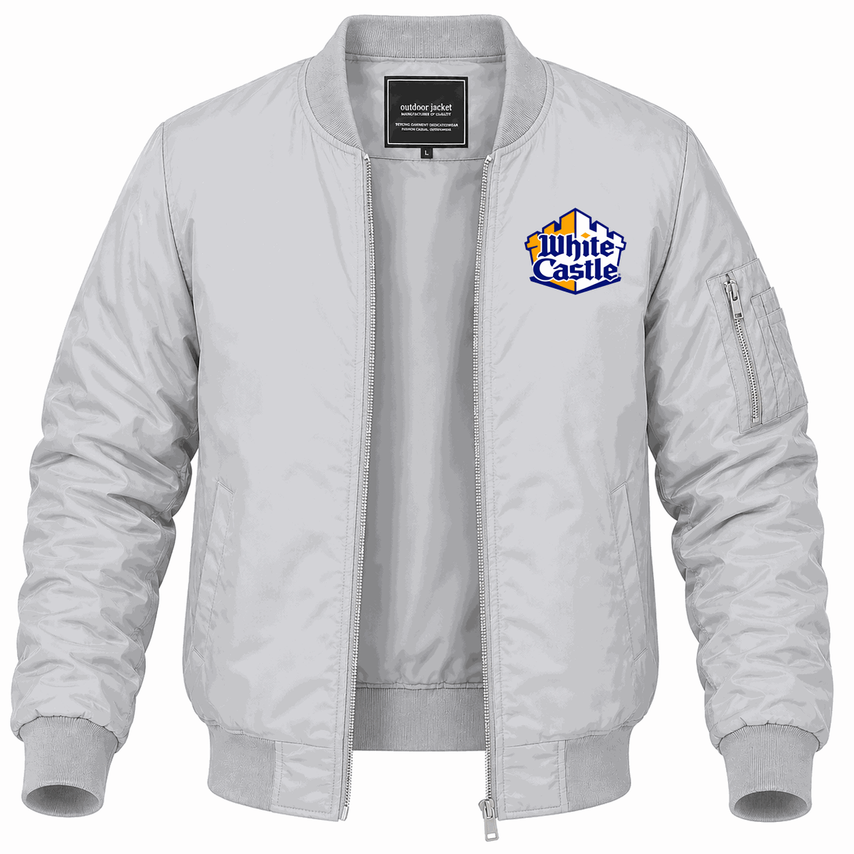 Men's White Castle Lightweight Bomber Jacket - Gray