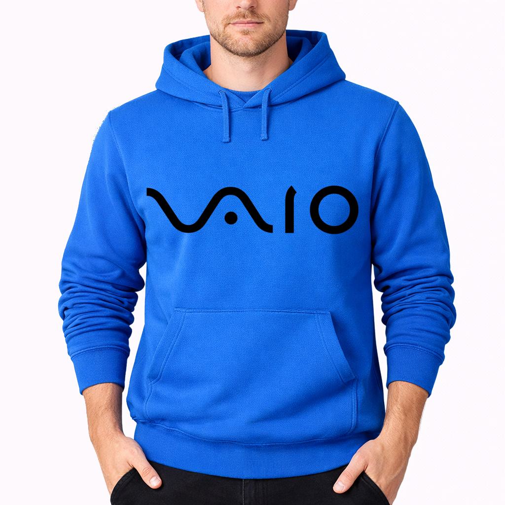 Men's Sony Vaio Curvy Black Pullover Hoodie - Azure