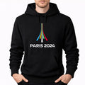 Men's Paris-2024-Olympics--white Pullover Hoodie - Black