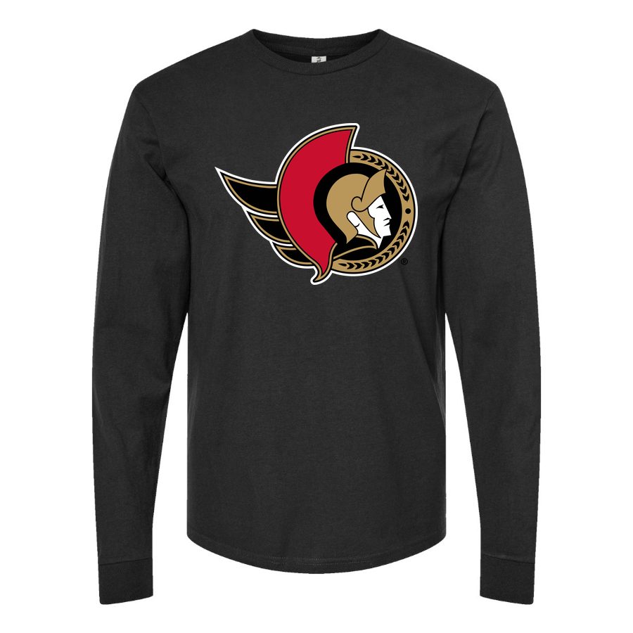 Men's Ottawa Senators Long sleeves Cotton Blend T-Shirt - Black