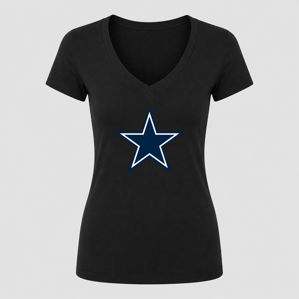 Women's Dallas Cowboys V Neck T-Shirt in black