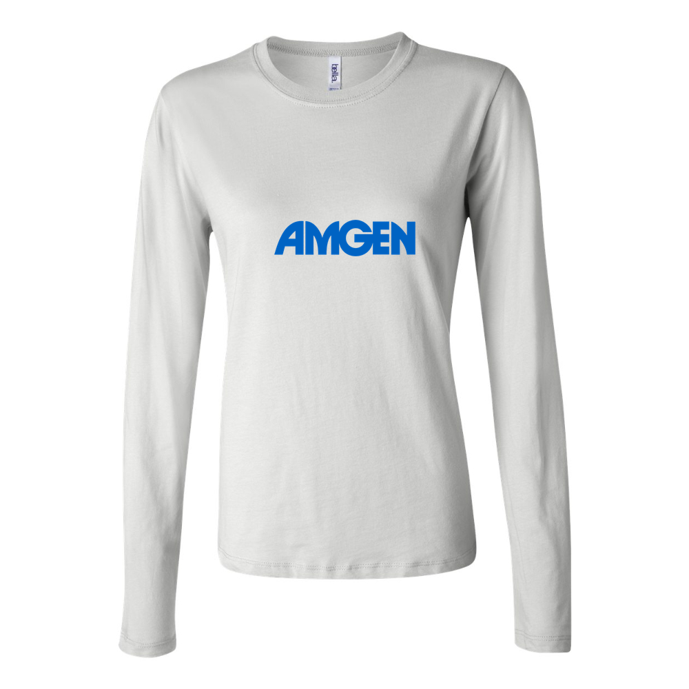 Women's Amgen Logo 500x281 min Long Sleeve T-Shirt - White