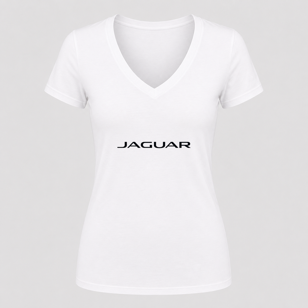 Women's Jaguar Racing V Neck T-Shirt in white