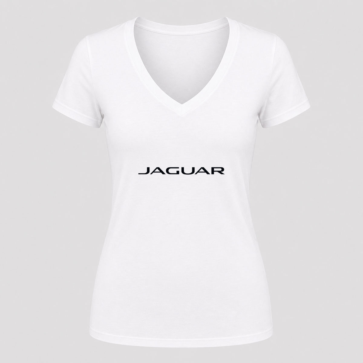 Women's Jaguar Racing V Neck T-Shirt in white