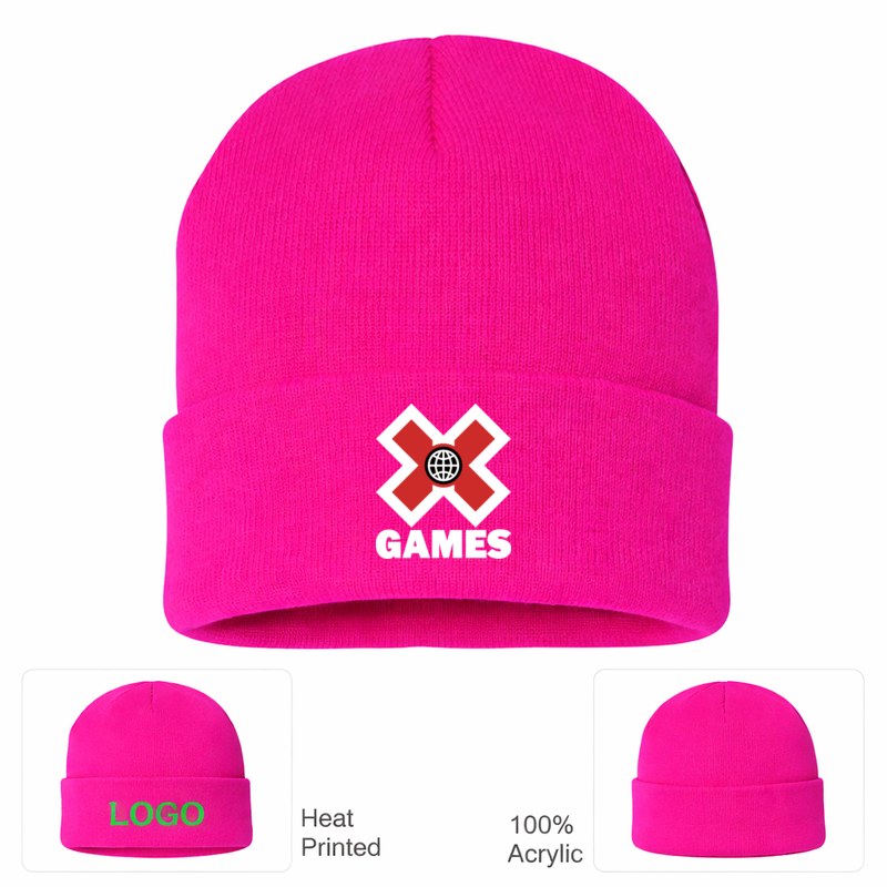 X Games White Logo Hot Pink Beanie Hat
