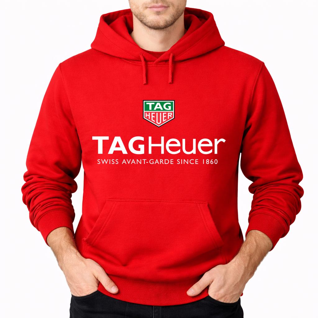 Men's Tag Heuer White Pullover Hoodie - Red