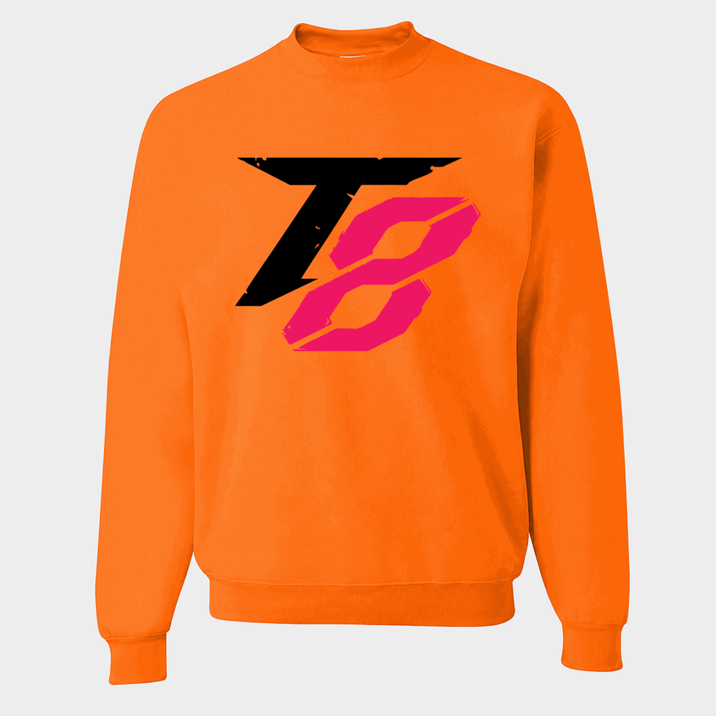 Men's Tekken 8 Black Logo Crewneck Sweatshirt - Orange