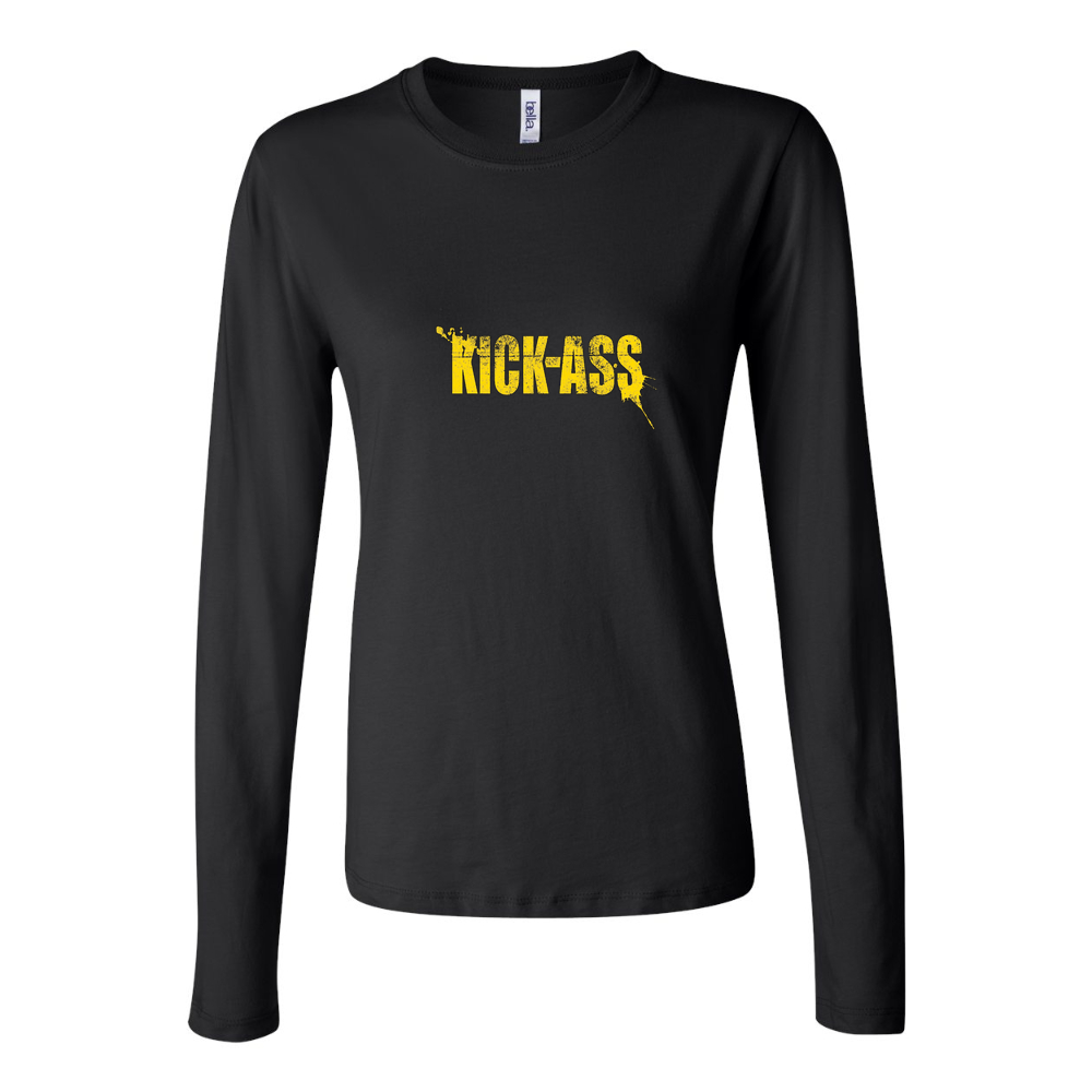 Women's 20822 3 kick ass picture Long Sleeve T-Shirt - Black
