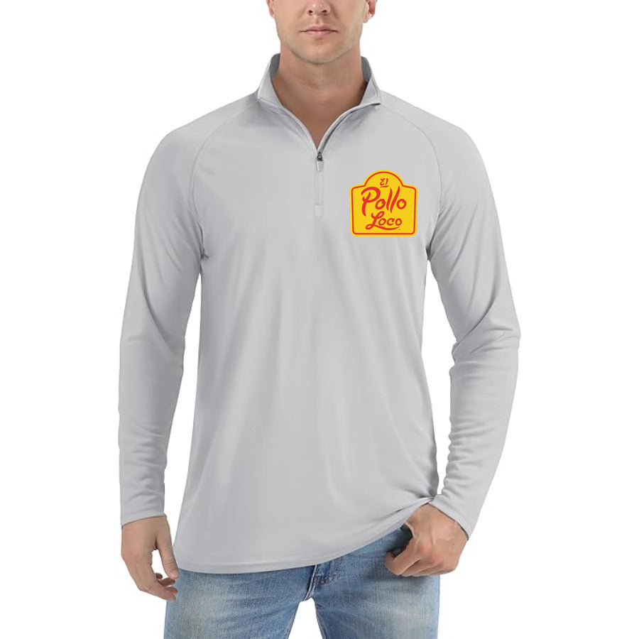 Logo El Pollo Loco quarter-zip athletic shirt in Light Gray
