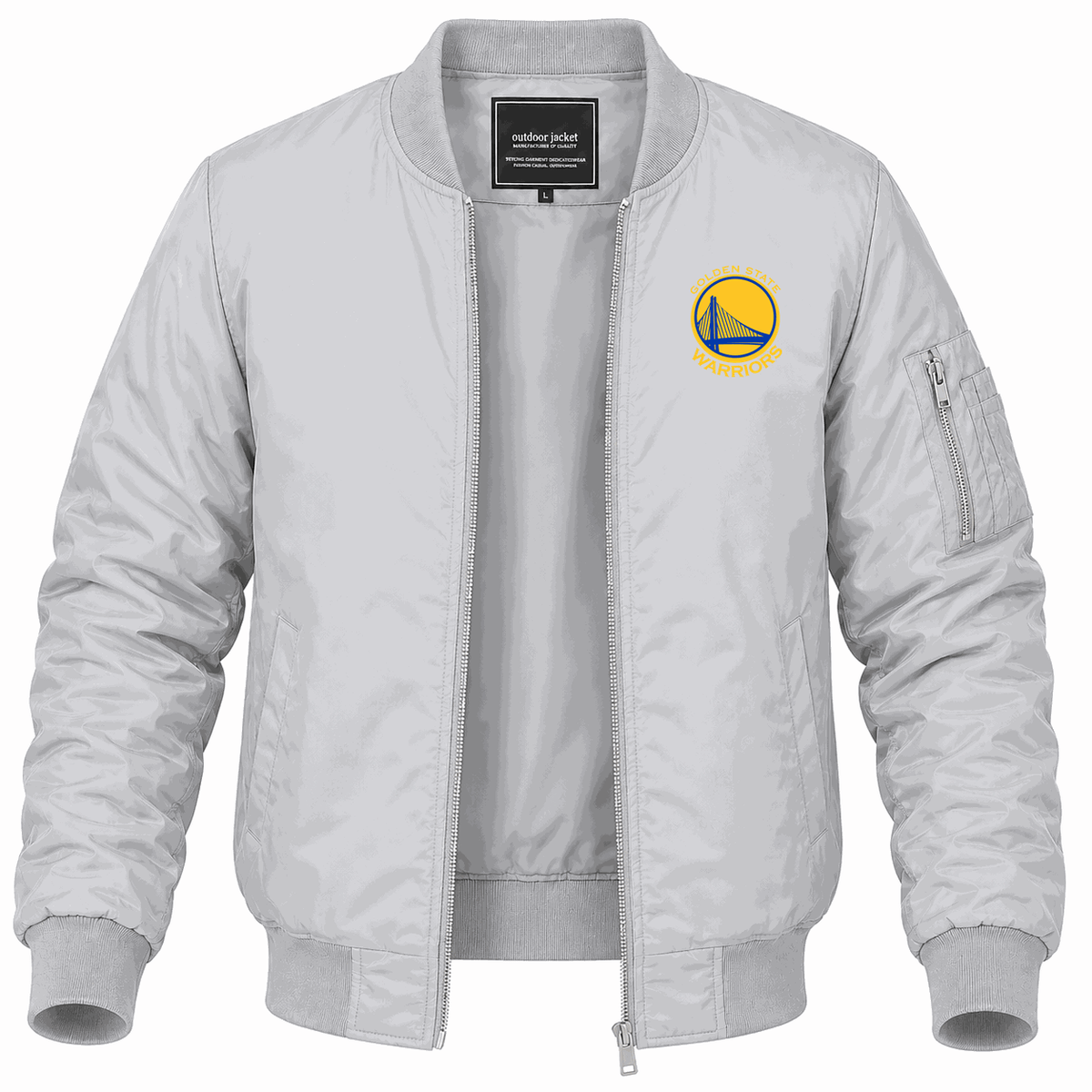 Men's Golden State Warriors Yellow Lightweight Bomber Jacket - Gray
