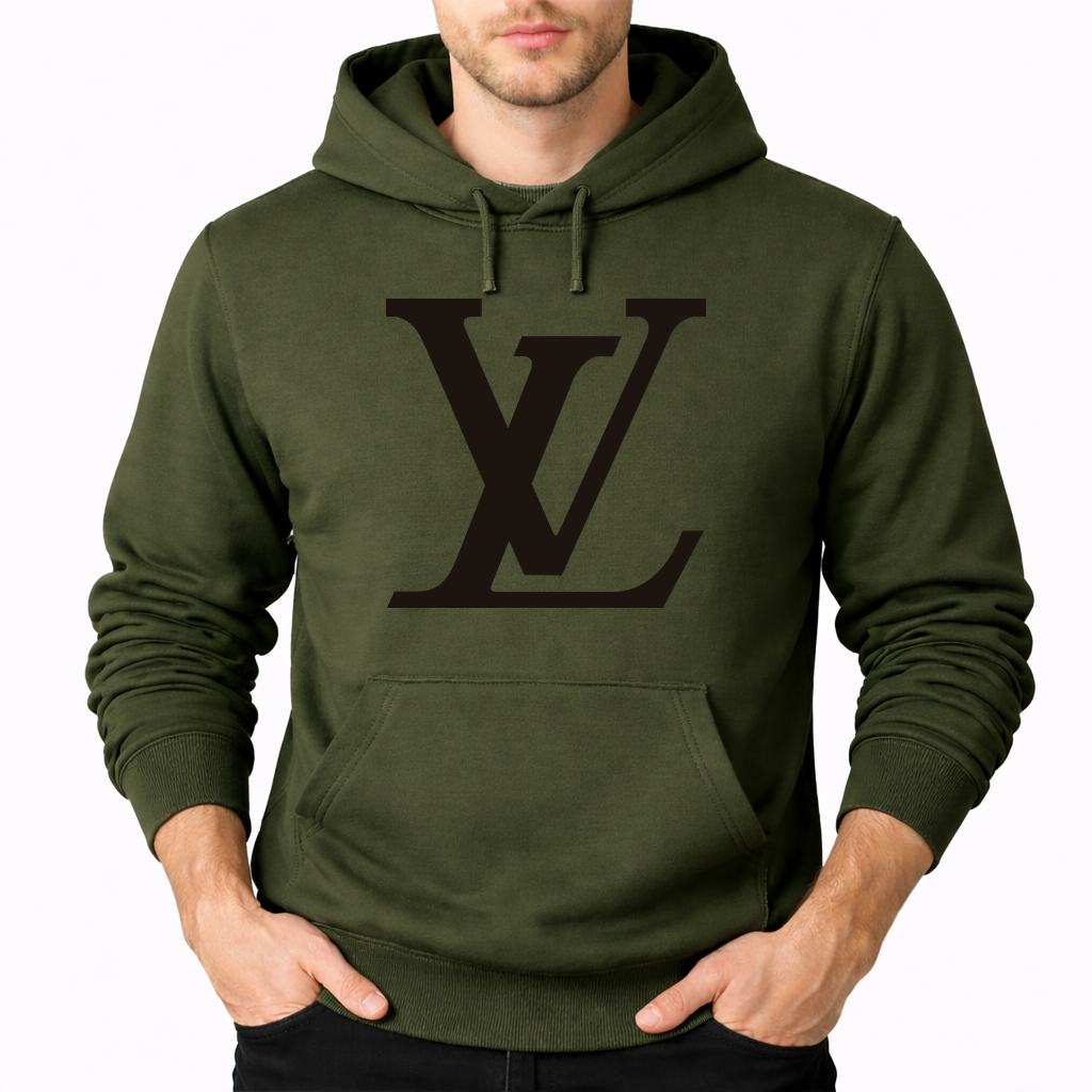 Men's Louis Vuitton Pullover Hoodie - Army Green