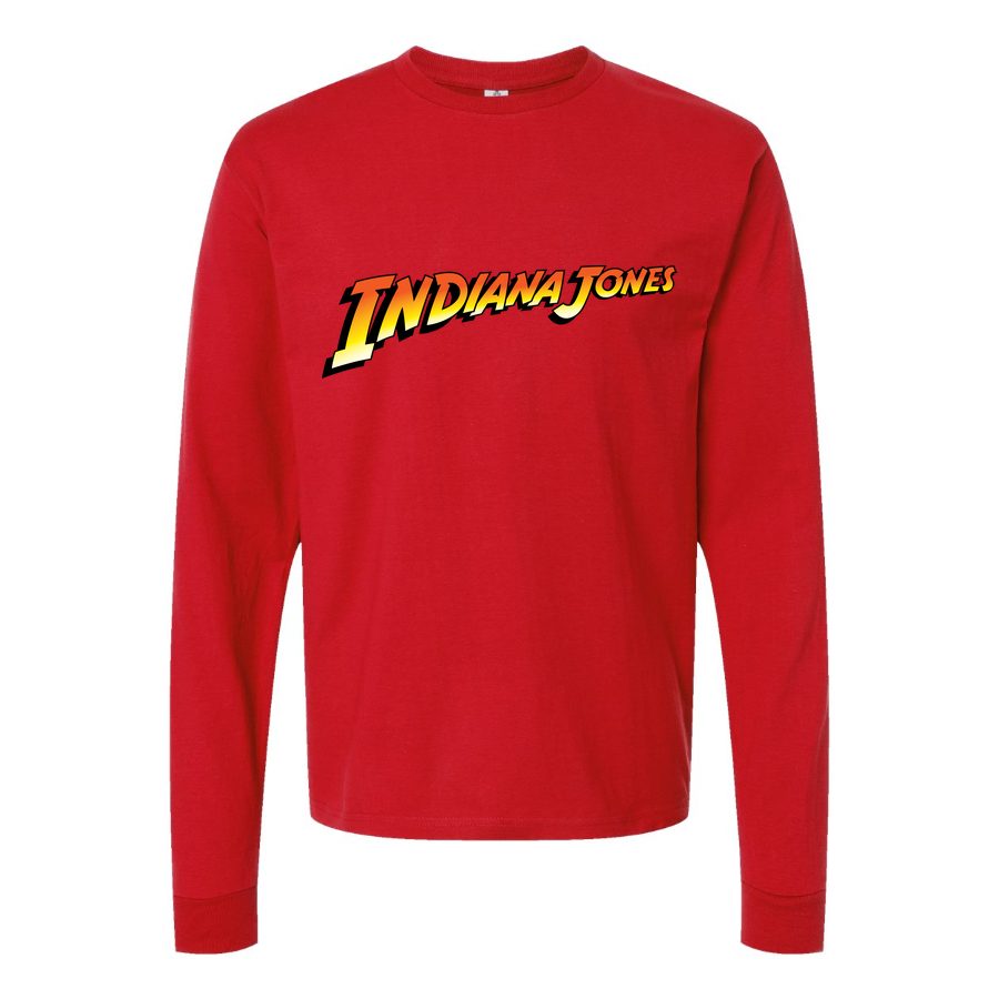 Men's Indiana Jones logo PNG1 Long sleeves Cotton Blend T-Shirt - Red