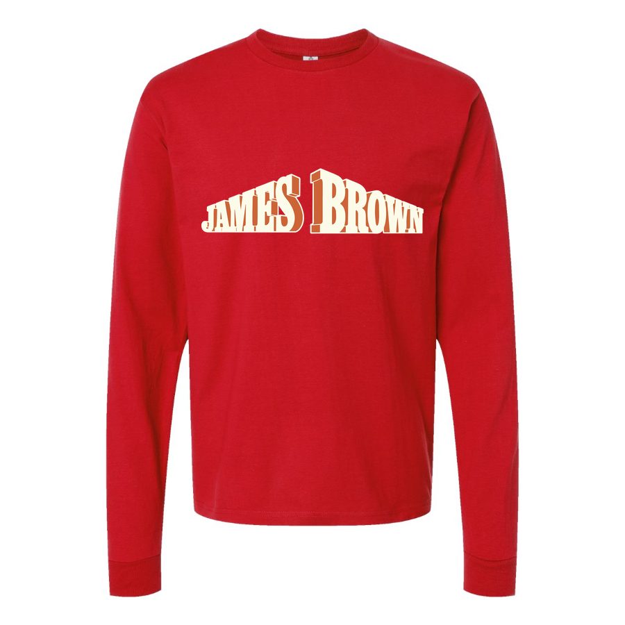 Men's James-Brown-Logo Long sleeves Cotton Blend T-Shirt - Red