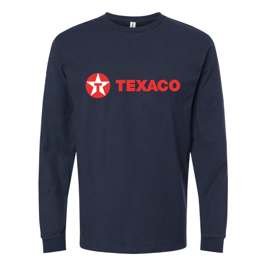 Men's Texaco-Logo-1536x864 Long sleeves Cotton Blend T-Shirt - Navy
