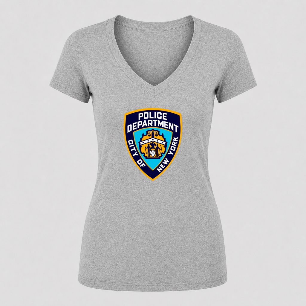 Women's NYPD V Neck T-Shirt in gray