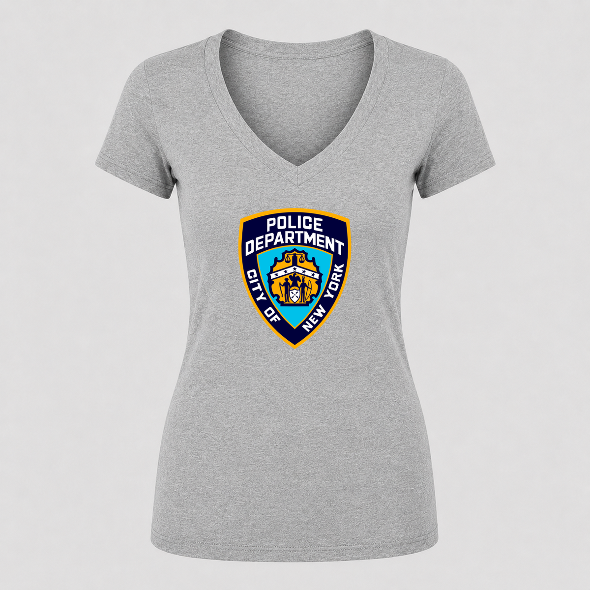 Women's NYPD V Neck T-Shirt in gray