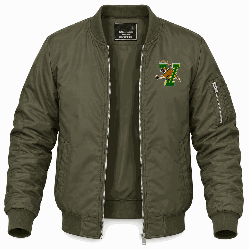 Men's Vermont Catamounts Logo Lightweight Bomber Jacket - Army Green
