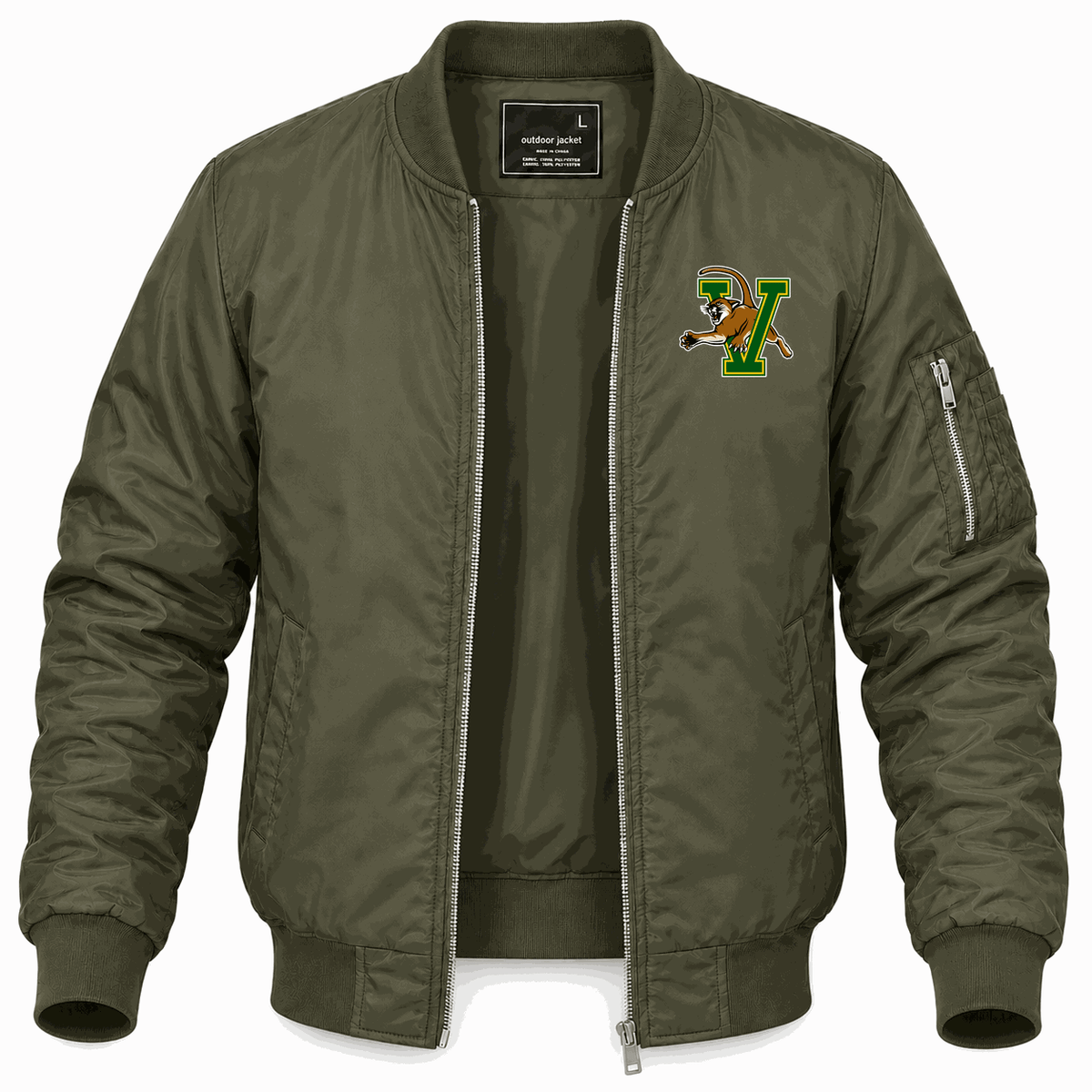 Men's Vermont Catamounts Logo Lightweight Bomber Jacket - Army Green