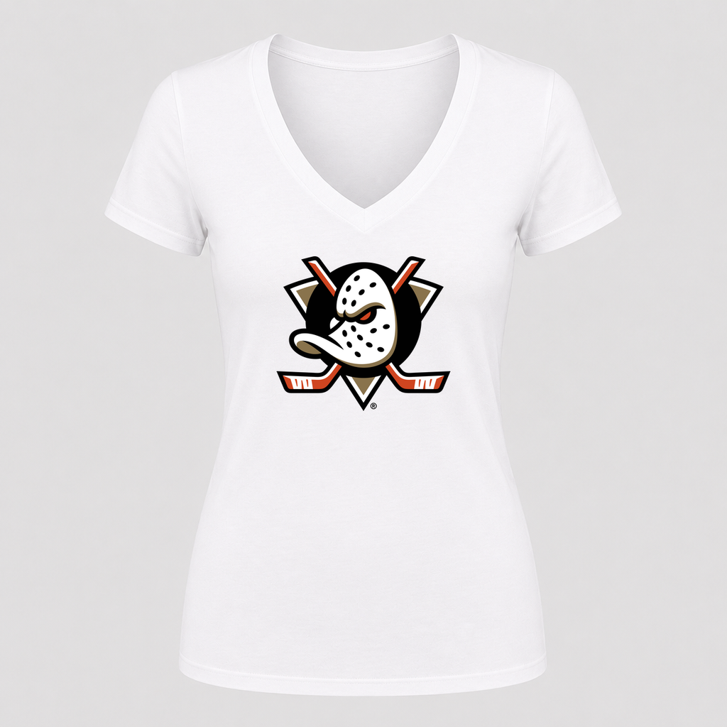 Women's Anaheim Ducks V Neck T-Shirt in white