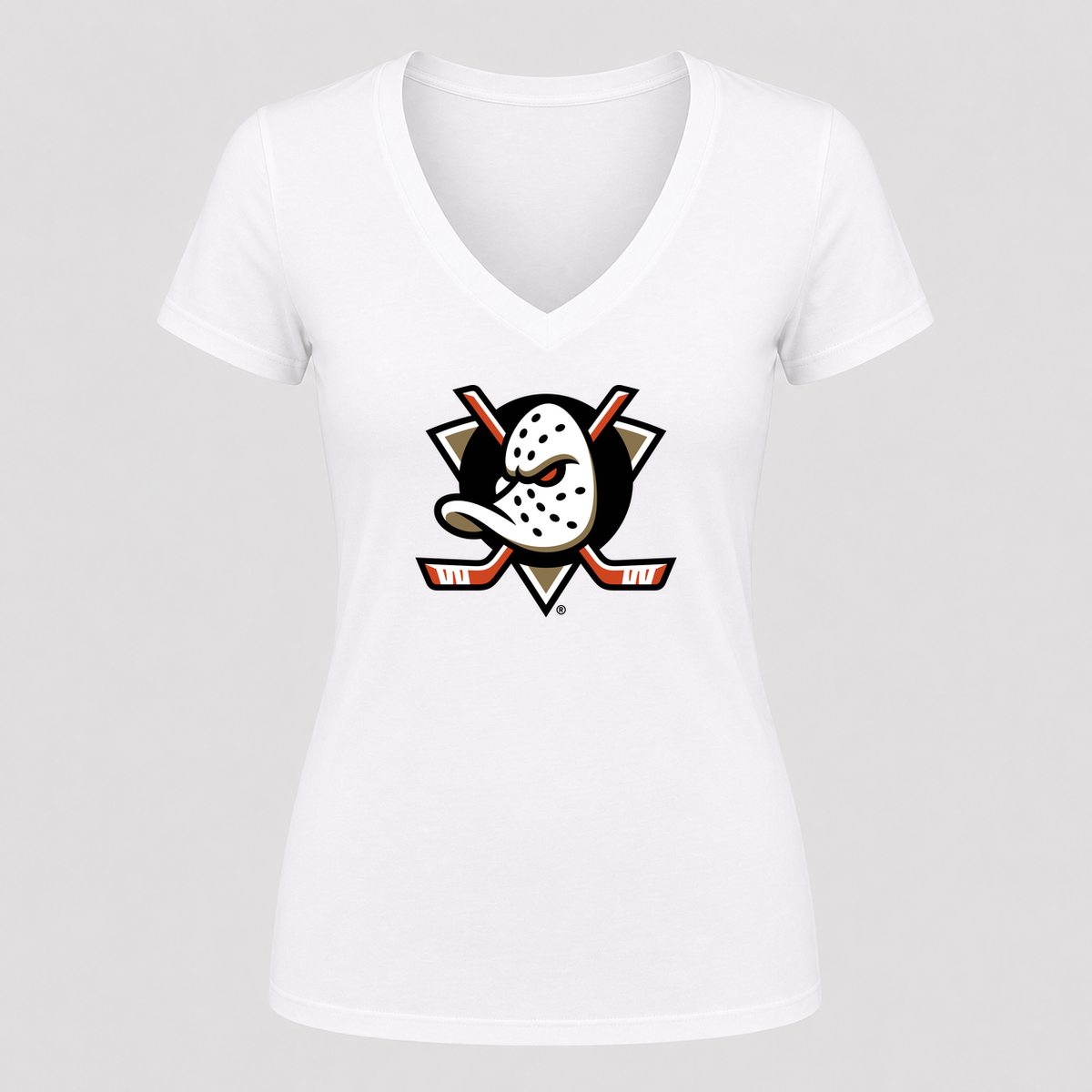 Women's Anaheim Ducks V Neck T-Shirt in white